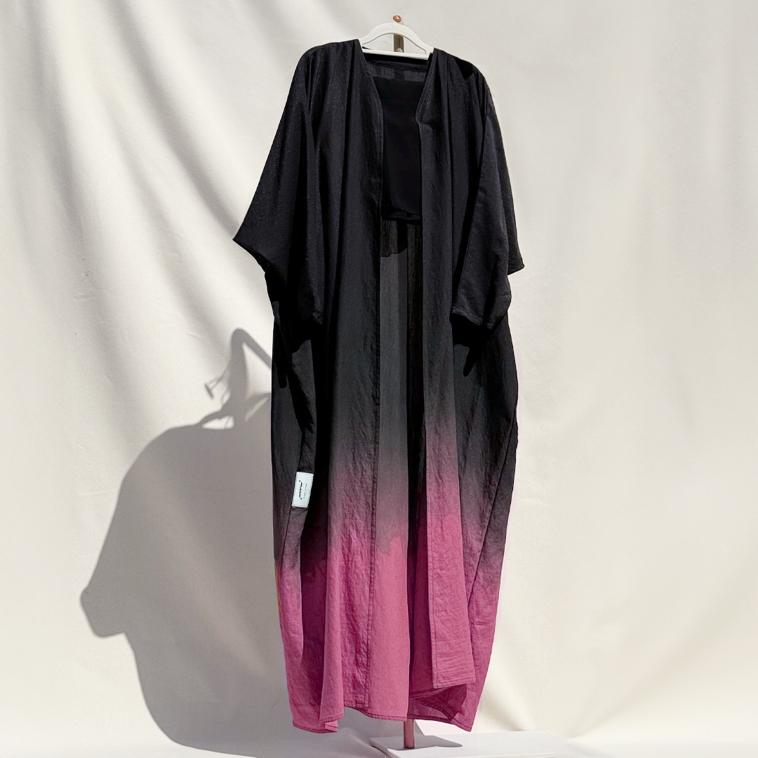 PURPULE AND BLACK ABAYA AND SHAILAH SET