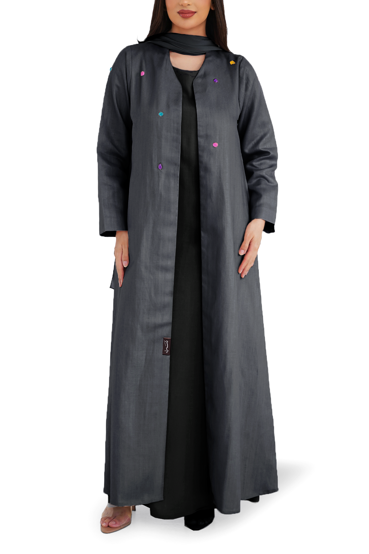 Whimsy Black abaya full length front view