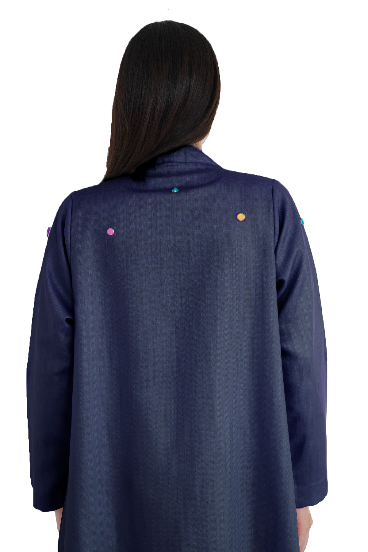 Whimsy Navy Blue abaya back view