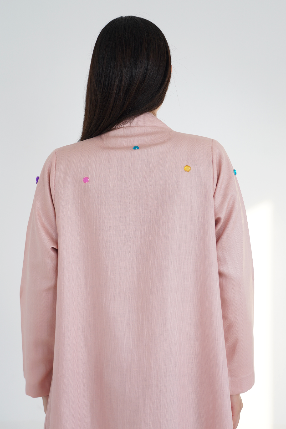 Whimsy Pink abaya back detail
