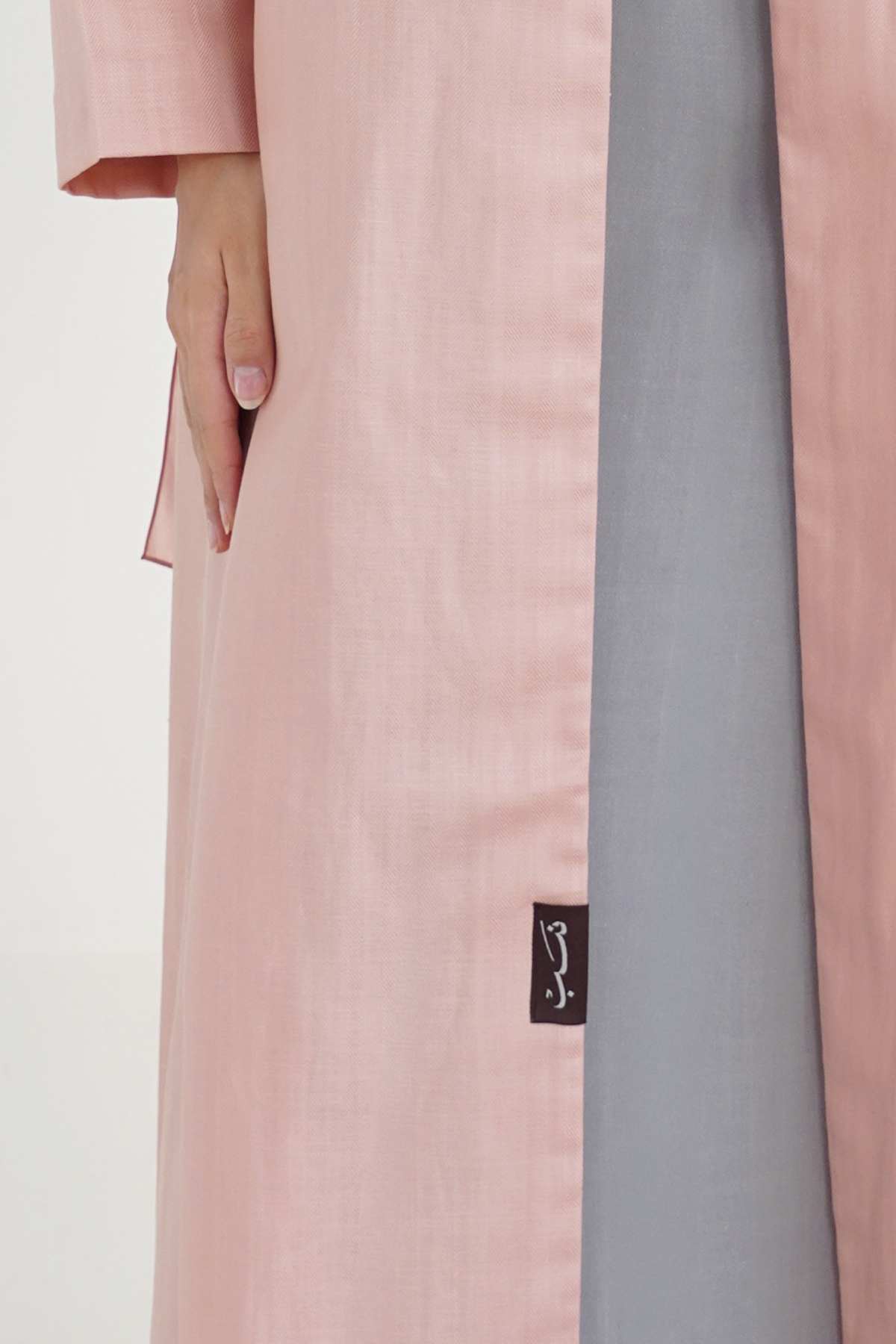 Whimsy Pink abaya NASAB label detail